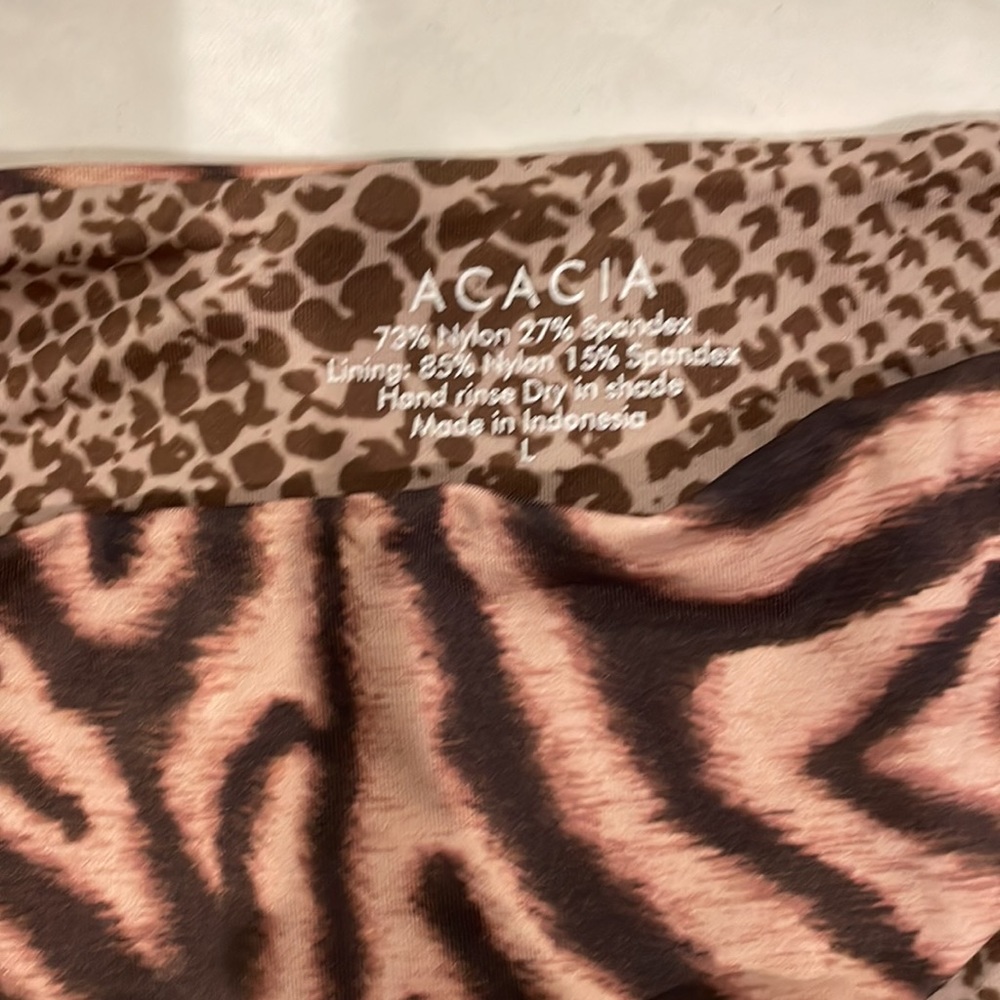 Acacia girls honey swimwear bikini tan and brown animal print  size L - Picture 2 of 6